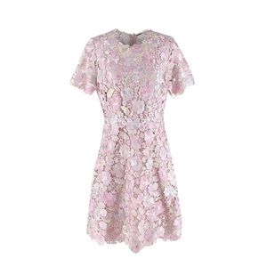 Elie Tahari Pink Guipure Lace Dress Floral